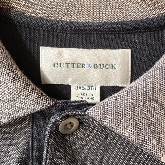 Cutter & Buck Long Sleeve Polo 3X Black & Beige 100% Cotton EUC 3XB 3TG - Picture 2 of 14